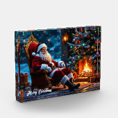 Kerstmagie Kerstman gezellige open haard Fotoblokken (Links)