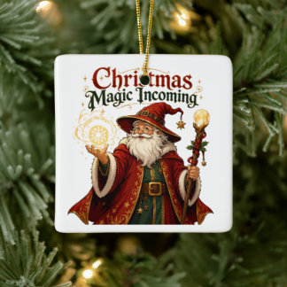 Kerstmagie Komende Tovenaar Kerstman Keramisch Ornament