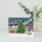 Kerstmagie Lhasa Apso 7 Feestdagenkaart (Staand voorkant)