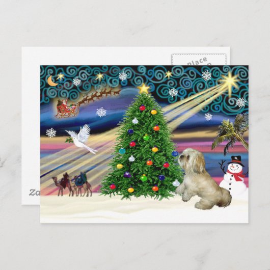 Kerstmagie Lhasa Apso 7 Feestdagenkaart (Voorkant / Achterkant)