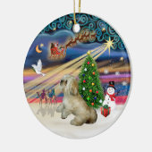 Kerstmagie - Lhasa Apso (R) Keramisch Ornament (Links)
