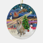 Kerstmagie - Lichtbruine Retriever 10 Keramisch Ornament (Links)