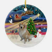 Kerstmagie - Lichtbruine Retriever 10 Keramisch Ornament (Achterkant)