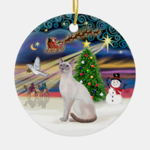 Kerstmagie - Lilac Point Siamees Keramisch Ornament