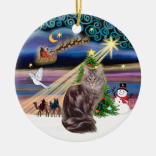 Kerstmagie - Maine Coon kat 10 Keramisch Ornament