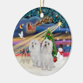 Kerstmagie - Maltees (Twee) Keramisch Ornament (Links)