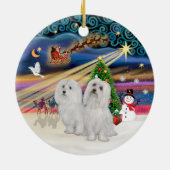 Kerstmagie - Maltees (Twee) Keramisch Ornament (Achterkant)