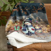 Kerstmagie met sneeuwman en vrienden fleece deken