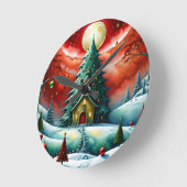 Kerstmagie, modern, rood, groen, ronde klok (Hoek)