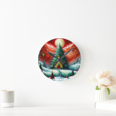 Kerstmagie, modern, rood, groen, ronde klok (Huis)