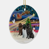 Kerstmagie - Newfoundland (DRIE) Keramisch Ornament (Rechts)