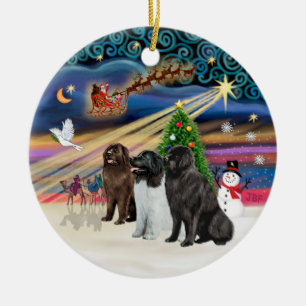 Kerstmagie - Newfoundland (DRIE) Keramisch Ornament
