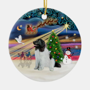 Kerstmagie - Newfoundland (Landseer #1) Keramisch Ornament