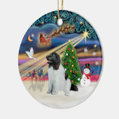 Kerstmagie - Newfoundland (Landseer #1) Keramisch Ornament (Links)