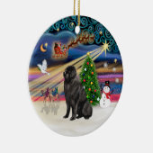 Kerstmagie - Newfoundlander 1 Keramisch Ornament (Rechts)