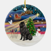 Kerstmagie - Newfoundlander 1 Keramisch Ornament (Achterkant)
