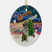 Kerstmagie - Noorse elandhond Keramisch Ornament (Rechts)