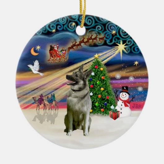 Kerstmagie - Noorse elandhond Keramisch Ornament (Voorkant)
