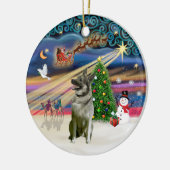 Kerstmagie - Noorse elandhond Keramisch Ornament (Links)