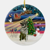 Kerstmagie - Noorse elandhond Keramisch Ornament (Achterkant)