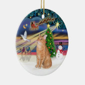 Kerstmagie - Oranje tabby kat 40 Keramisch Ornament (Rechts)