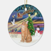 Kerstmagie - Oranje tabby kat 40 Keramisch Ornament (Links)