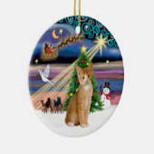 Kerstmagie - Oranje - witte tabbykat 40 Keramisch Ornament (Rechts)