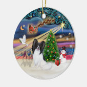 Kerstmagie - Papillon (zwart-wit) Keramisch Ornament (Links)