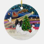 Kerstmagie - Papillon (zwart-wit) Keramisch Ornament (Achterkant)