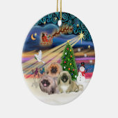 Kerstmagie - Pekingees (Drie) Keramisch Ornament (Rechts)
