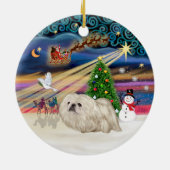 Kerstmagie - Pekingees (wit) Keramisch Ornament (Achterkant)