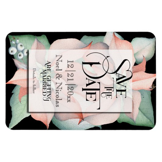 Kerstmagie/Poinsettia redden de datum van het huwe Magneet (Horizontaal)