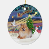 Kerstmagie - Pomeranian 4 Keramisch Ornament (Links)