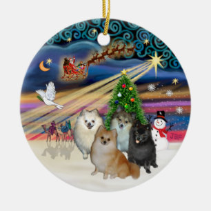 Kerstmagie - Pomeranians (VIER), Kerstmuziek - P.. Keramisch Ornament
