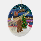 Kerstmagie - Poodle (Speelgoed abrikoos) Keramisch Ornament (Rechts)