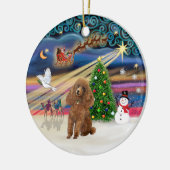 Kerstmagie - Poodle (Speelgoed abrikoos) Keramisch Ornament (Links)