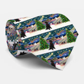 Kerstmagië Poodle (zwarte Standard) Stropdas (Opgerold)