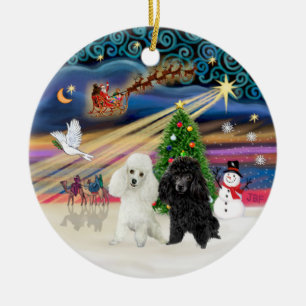 Kerstmagie - Poodles (TWEE speelgoed-BW) Keramisch Ornament