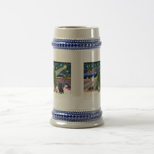 Kerstmagie / Pugs (drie, 2 + 1Blk) Bierpul (Center)