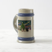 Kerstmagie / Pugs (drie, 2+1zwart) Bierpul (Voorkant links)