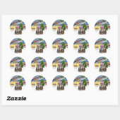 Kerstmagie (R) - Twee bruine tabbykatten Ronde Sticker (Vel)