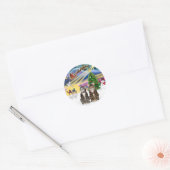 Kerstmagie (R) - Twee bruine tabbykatten Ronde Sticker (Envelop)