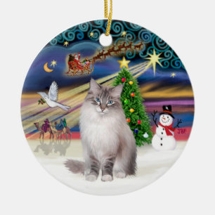 Kerstmagie - Ragdoll Cat (Lynx Colorpoint) Keramisch Ornament
