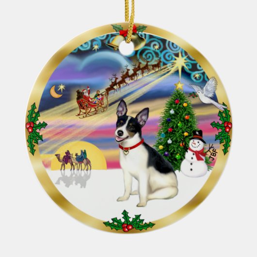 Kerstmagie - Rat Terrier Keramisch Ornament (Voorkant)