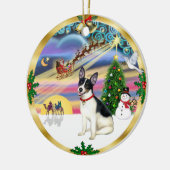 Kerstmagie - Rat Terrier Keramisch Ornament (Links)