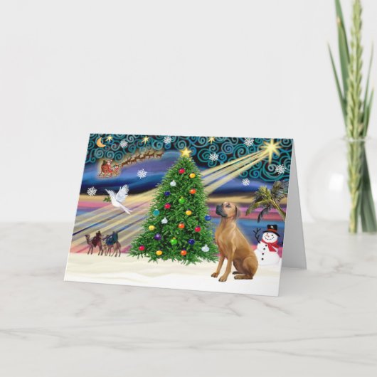 Kerstmagie Rhodesian Ridgeback 1 Feestdagen Kaart (Voorkant)