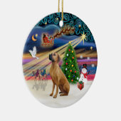 Kerstmagie - Rhodesian Ridgeback Keramisch Ornament (Rechts)