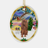 Kerstmagie - Robijn Cavalier Keramisch Ornament (Rechts)