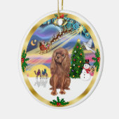 Kerstmagie - Robijn Cavalier Keramisch Ornament (Links)