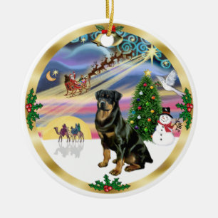 Kerstmagie - Rottweiler 3 Keramisch Ornament